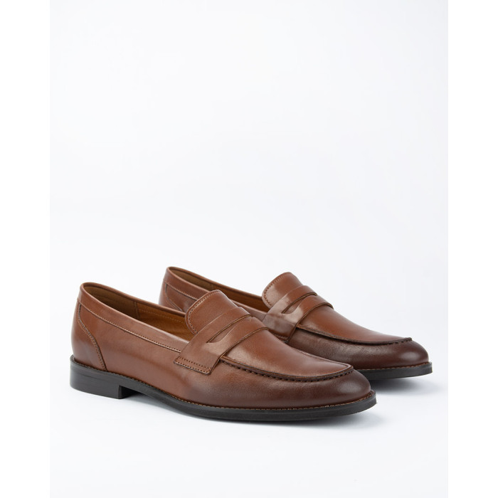 Eleganckie brązowe mokasyny z gładkiej skóry licowej