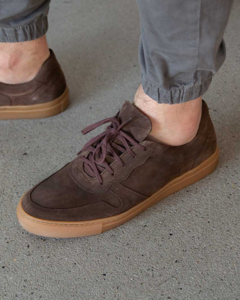 Brown suede sneakers for...