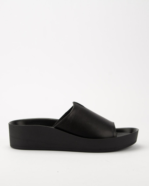 Black leather flip-flops...