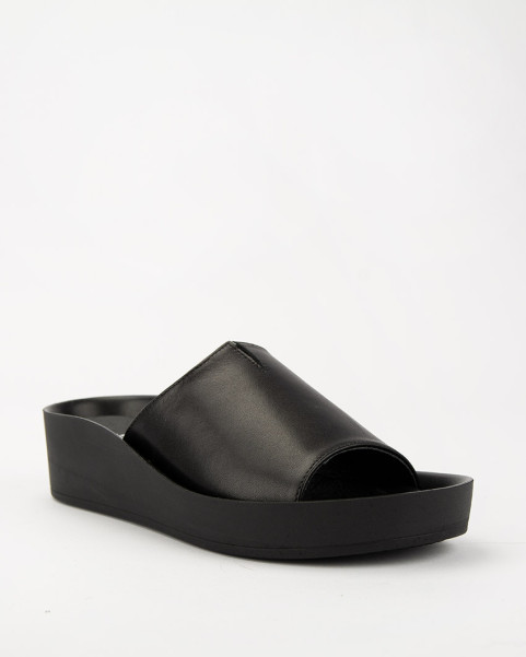 Black leather flip-flops...