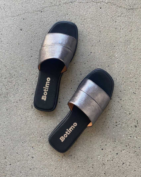 Silver flip-flops on a flat...