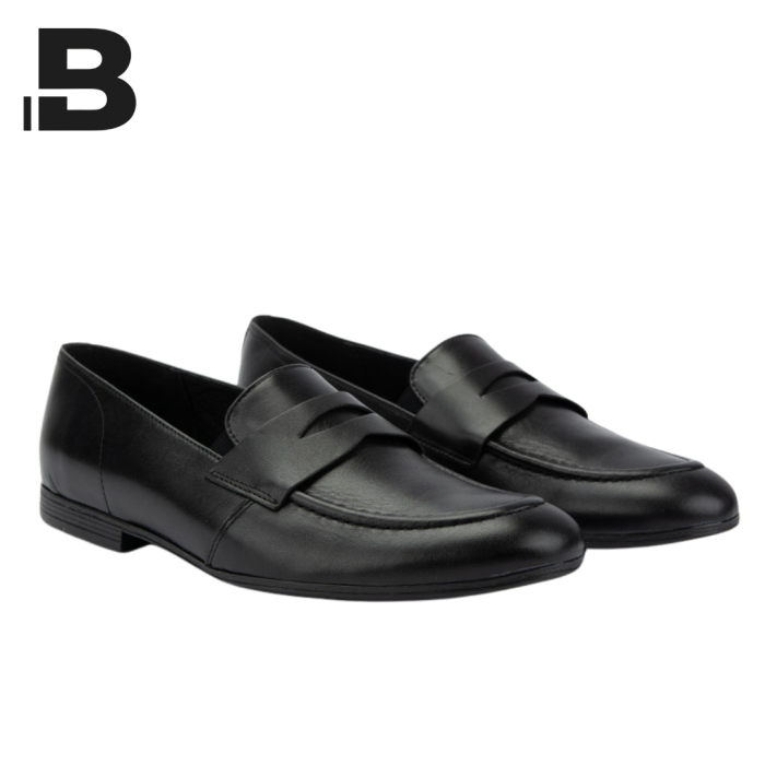 Czarne mokasyny z gładkiej skóry licowej