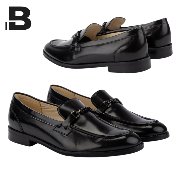 Eleganckie czarne mokasyny z gładkiej skóry licowej