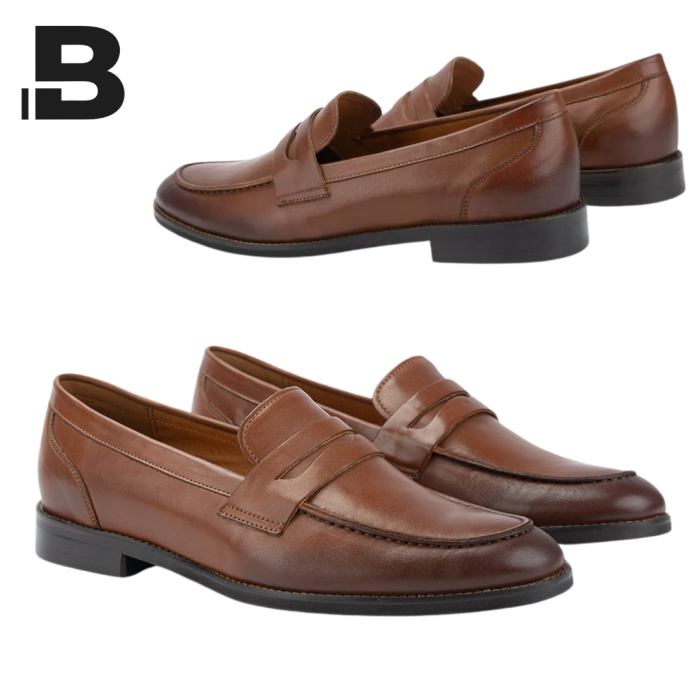 Eleganckie brązowe mokasyny z gładkiej skóry licowej