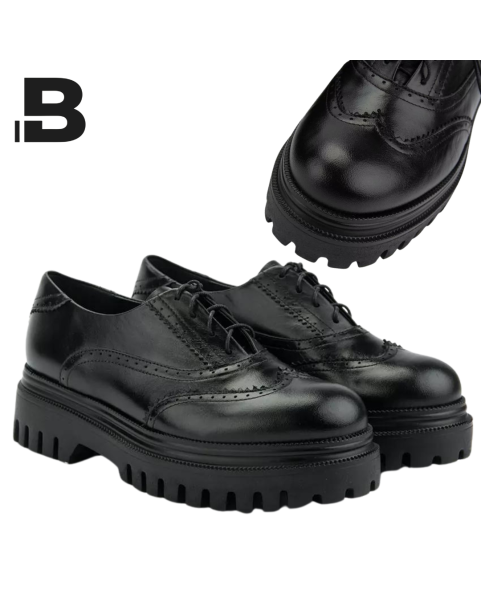 Black leather bound oxfords BOTIMO