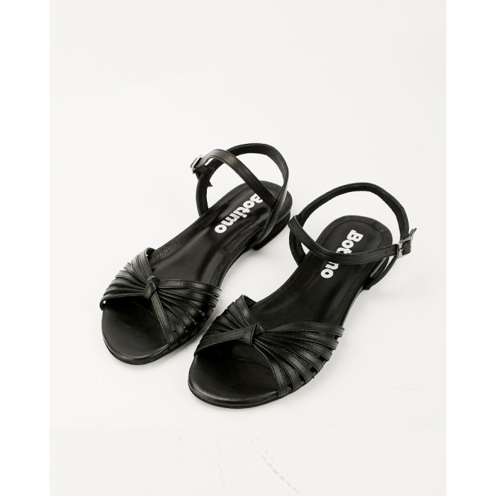 Black sandals on a flat sole