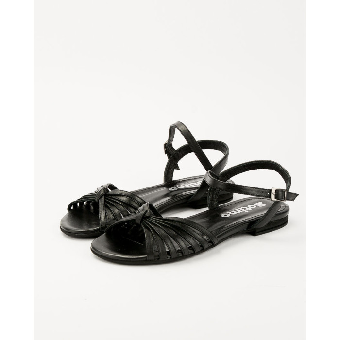 Black sandals on a flat sole