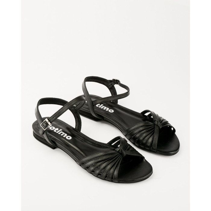 Black sandals on a flat sole