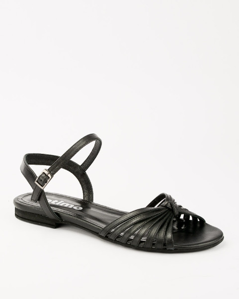 Black sandals on a flat sole