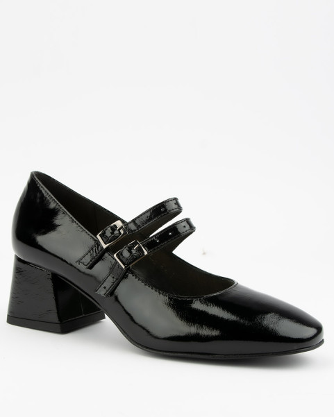 Black Ivette pumps with two straps