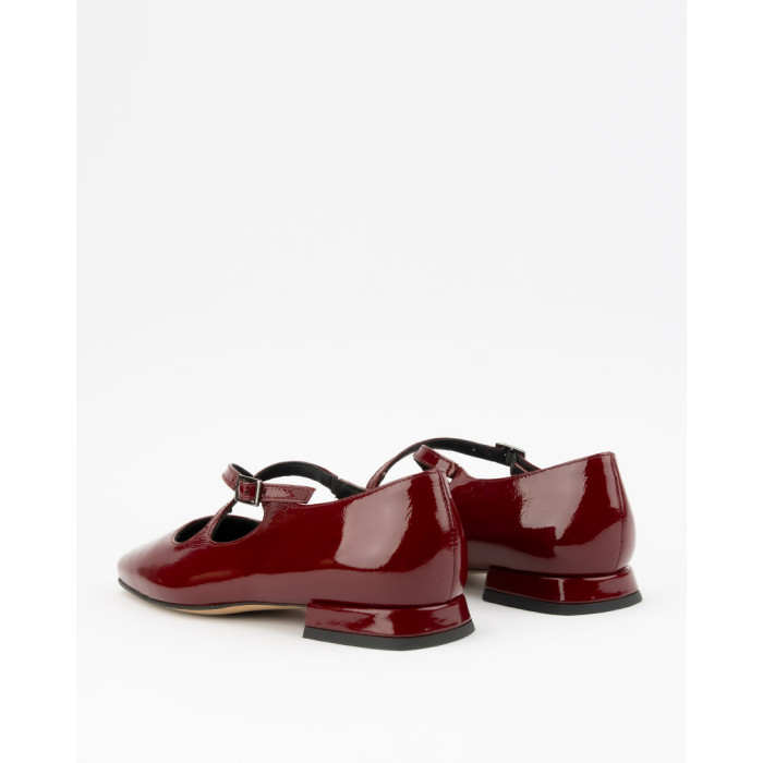 Maroon lacquered Leah ballerinas with straps