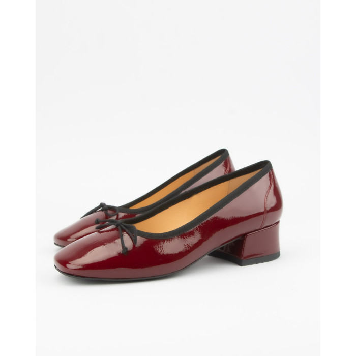 Maroon Ria heeled ballerinas, patent leather
