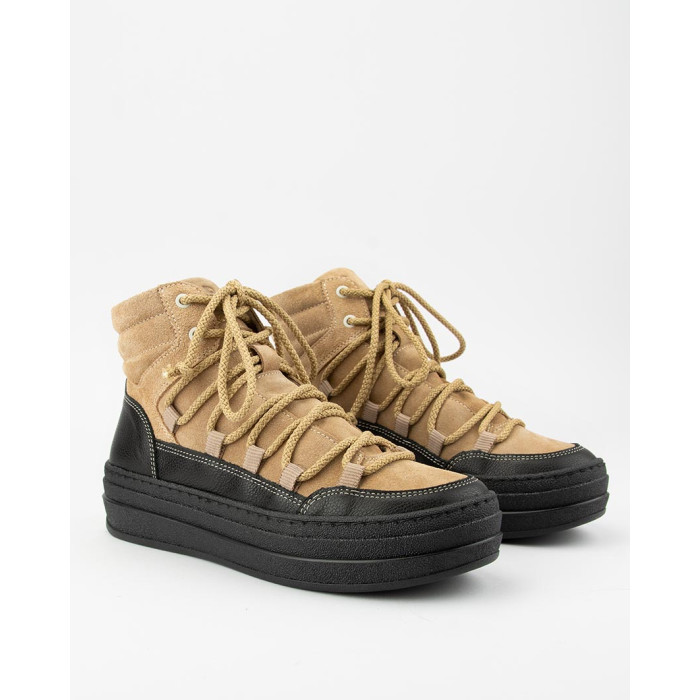 Brown lace-up women's boots Hanza