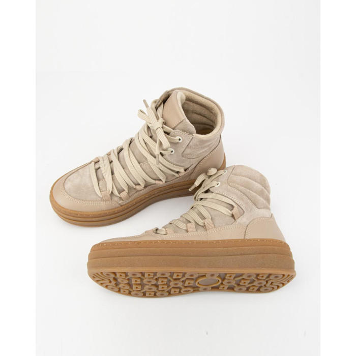 Beige Hanza lace-up women's boots