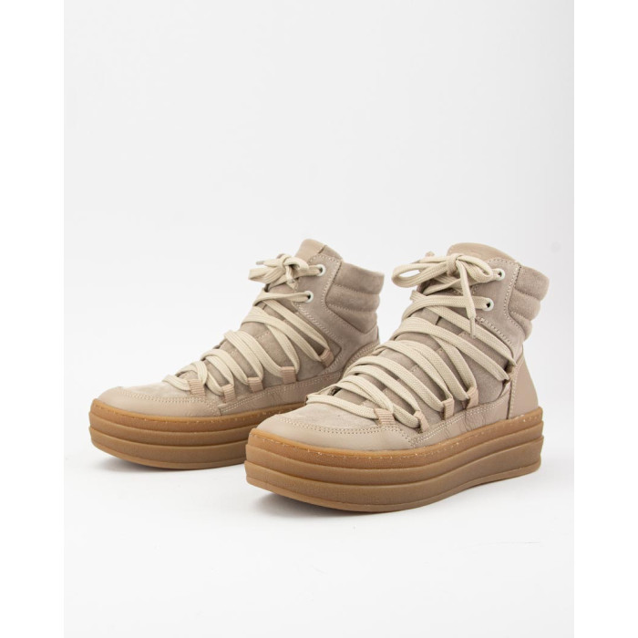 Beige Hanza lace-up women's boots