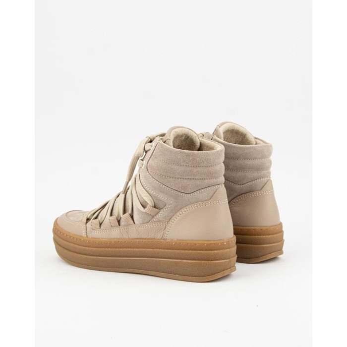 Beige Hanza lace-up women's boots
