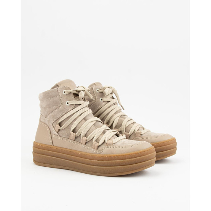 Beige Hanza lace-up women's boots