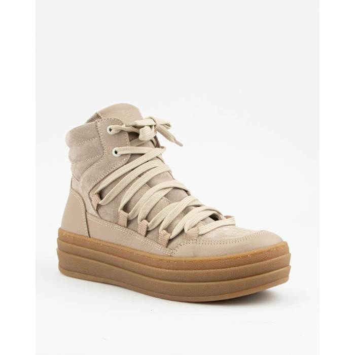 Beige Hanza lace-up women's boots