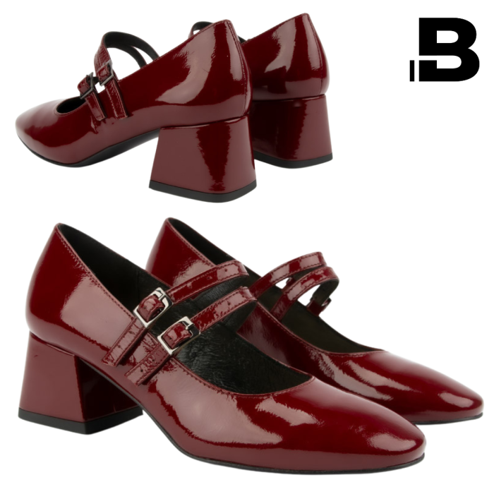 Maroon Ivette pumps with two straps