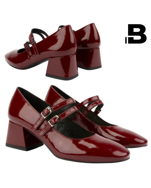 Maroon Ivette pumps with two straps