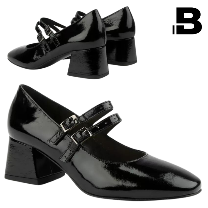 Black Ivette pumps with two straps