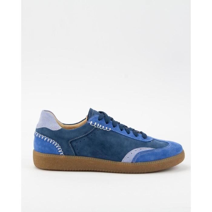 Billy skórzane trampki damskie z nitką, niebieskie