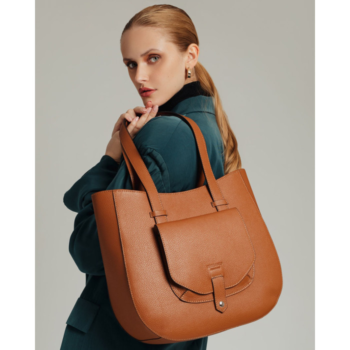 Women's leather shopper bag