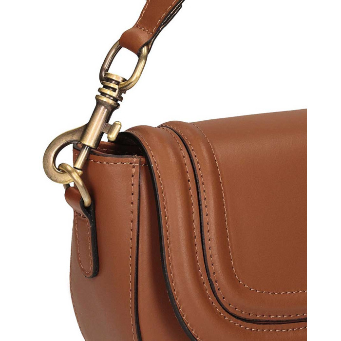 Women's leather postbag with strap