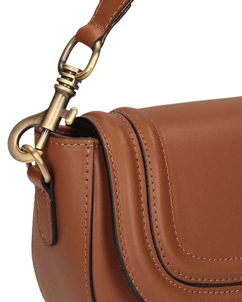 Women's leather postbag with strap