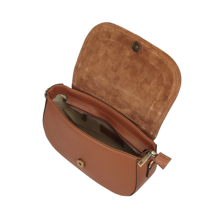 Women's leather postbag with strap