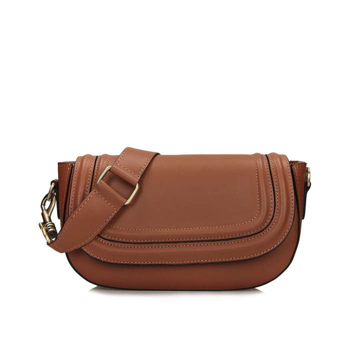 Women's leather postbag with strap