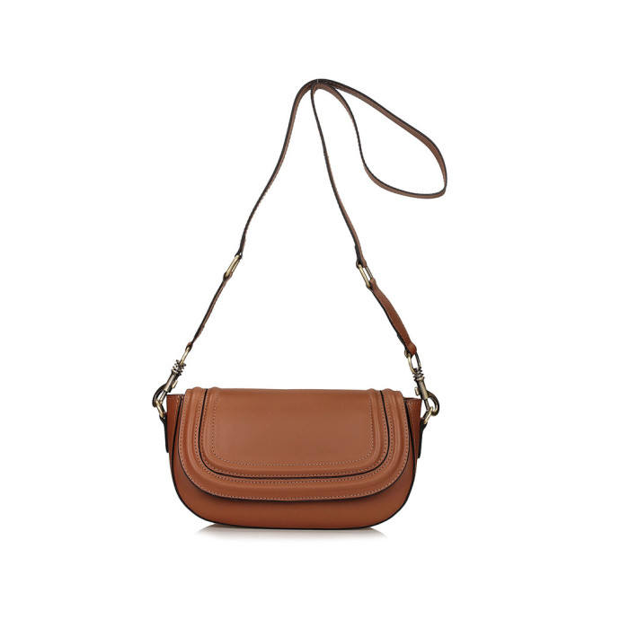 Women's leather postbag with strap