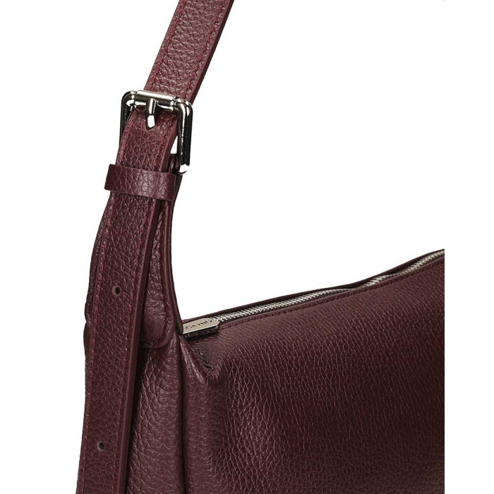 Elegant brown leather women's baguette handbag