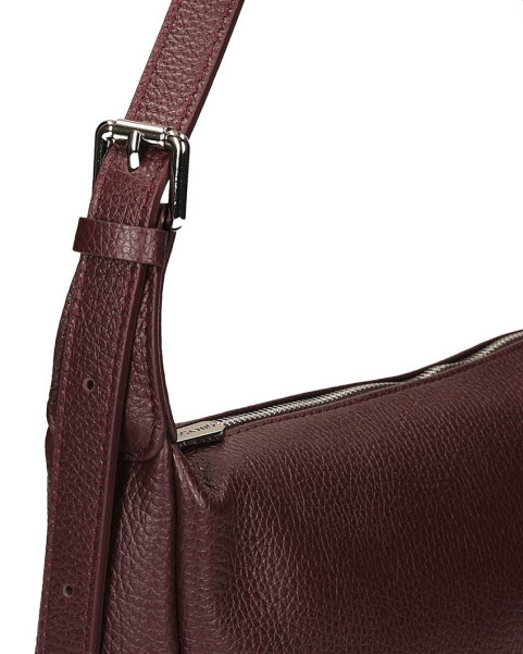 Elegant brown leather women's baguette handbag