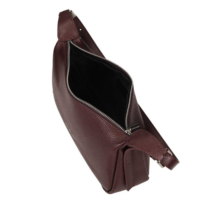 Elegant brown leather women's baguette handbag