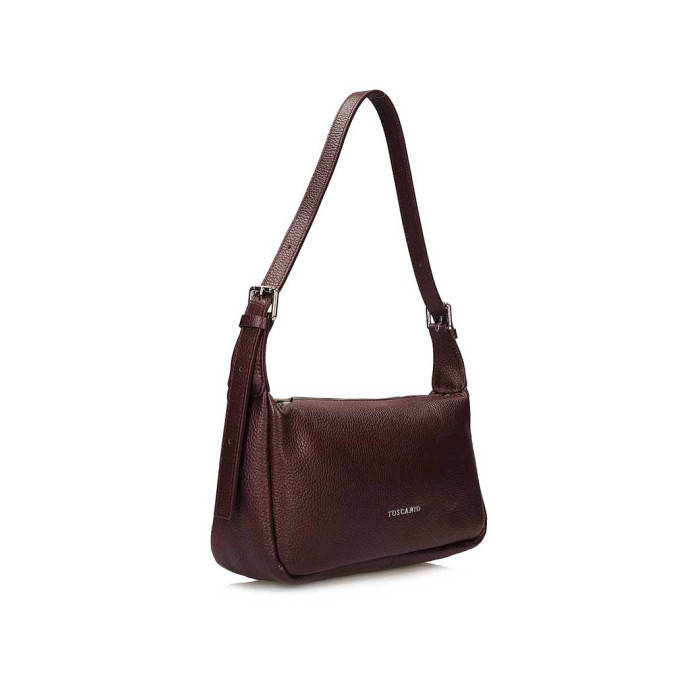 Elegant brown leather women's baguette handbag