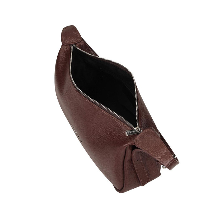 Elegant brown leather ladies handbag, baguette