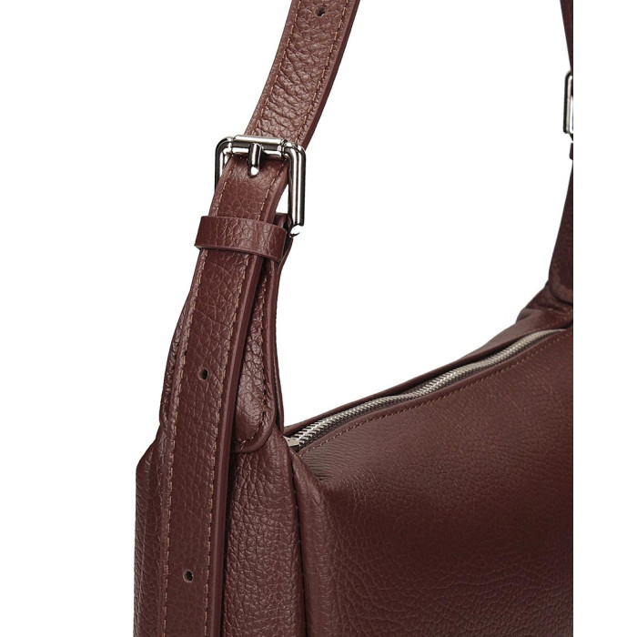 Elegant brown leather ladies handbag, baguette