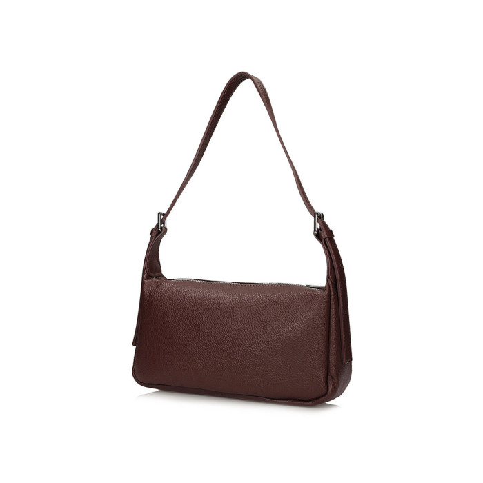 Elegant brown leather ladies handbag, baguette