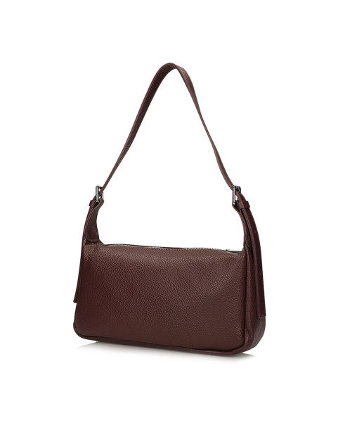 Elegant brown leather ladies handbag, baguette