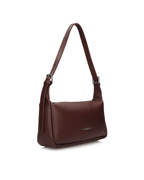 Elegant brown leather ladies handbag, baguette