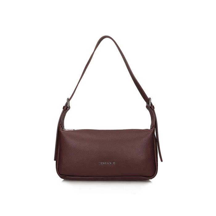 Elegant brown leather ladies handbag, baguette