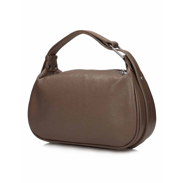 Suede hobo handbag, beige natural leather