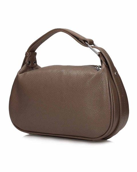 Suede hobo handbag, beige natural leather