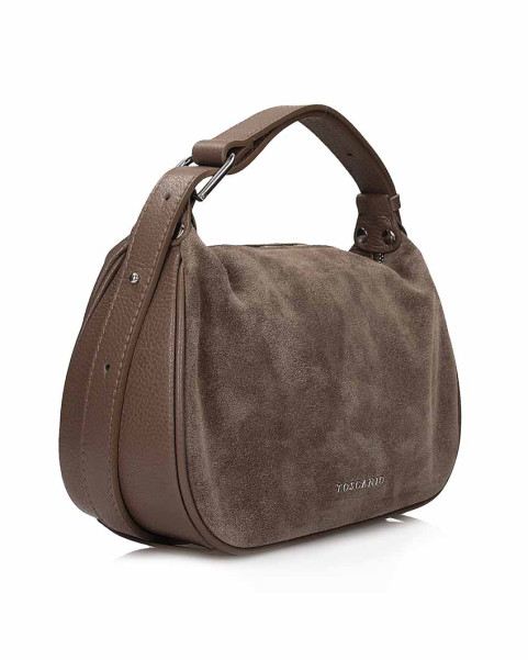 Suede hobo handbag, beige...