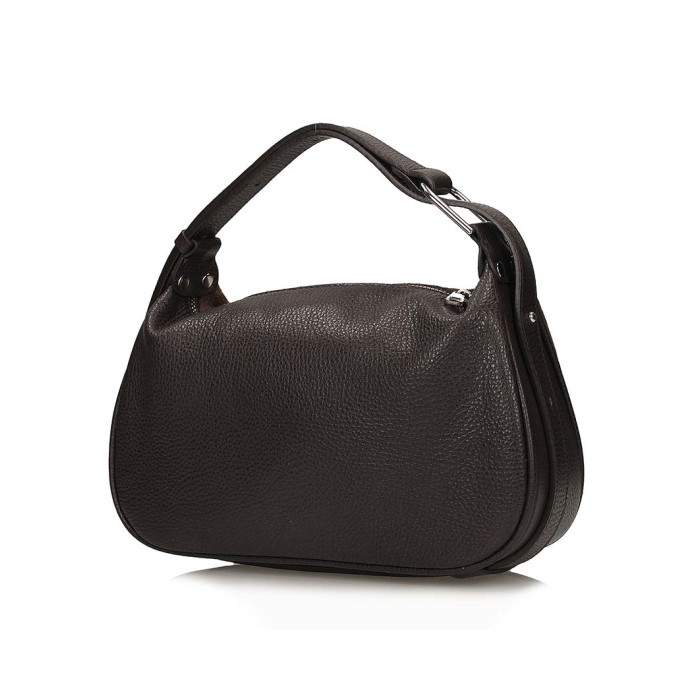 Suede hobo handbag, brown natural leather