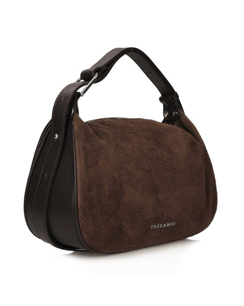 Suede hobo handbag, brown...