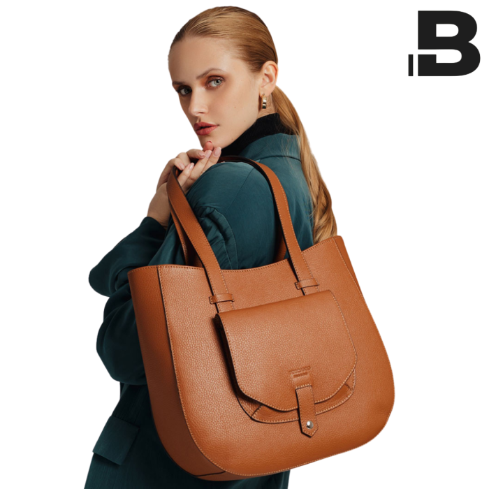 Women's leather shopper bag