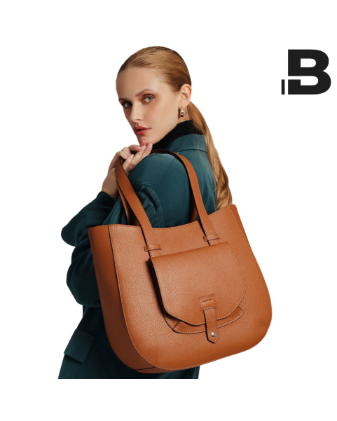 Women's leather shopper bag