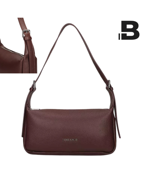 Elegant brown leather ladies handbag, baguette